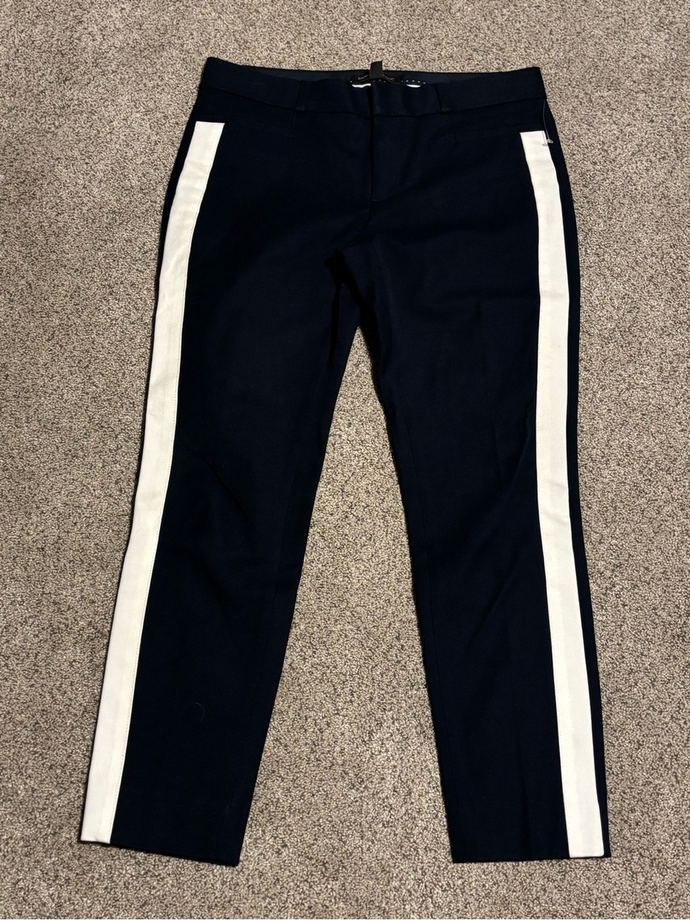 Banana Republic Navy Tuxedo Stripe Pants with White Side Stripes